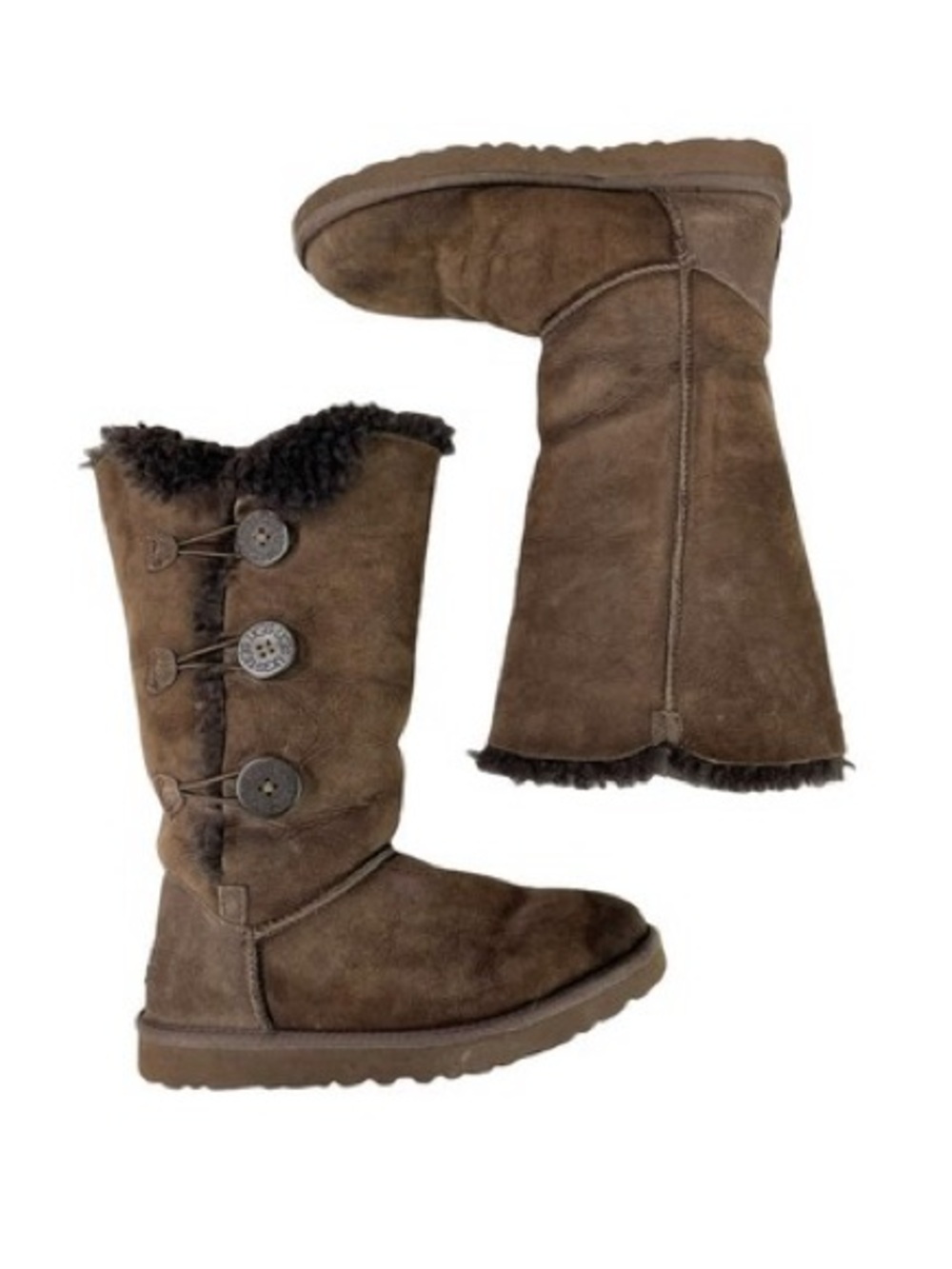 UGG Chestnut Button-Accent Mid-Calf Shearling Boots